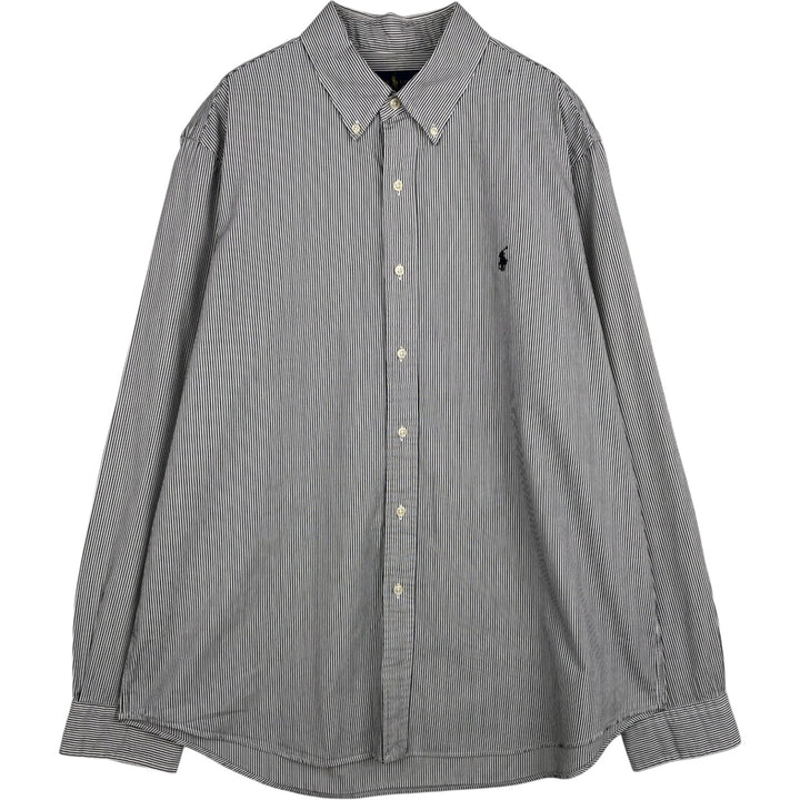 Ralph Lauren long sleeve button down striped shirt, men's XL size cotton white type Vintage Second Hand