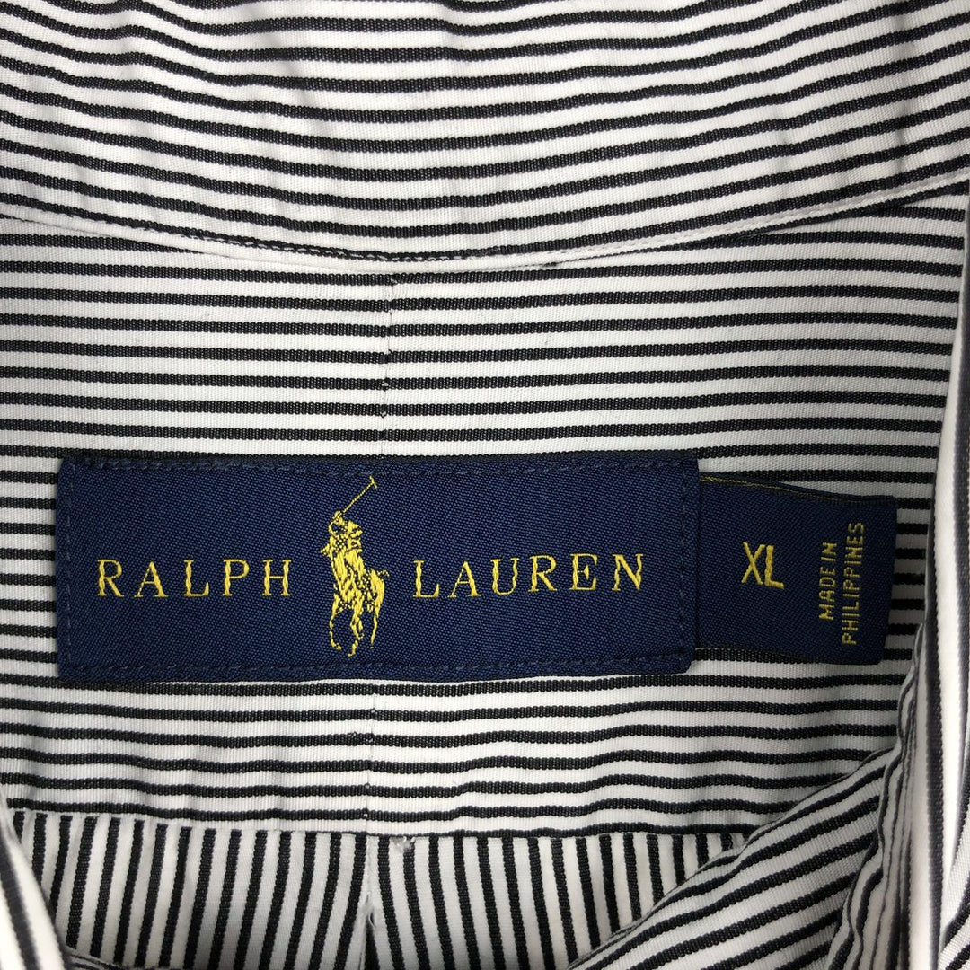 Ralph Lauren long sleeve button down striped shirt, men's XL size cotton white type Vintage Second Hand