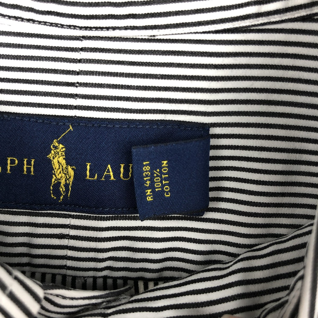 Ralph Lauren long sleeve button down striped shirt, men's XL size cotton white type Vintage Second Hand