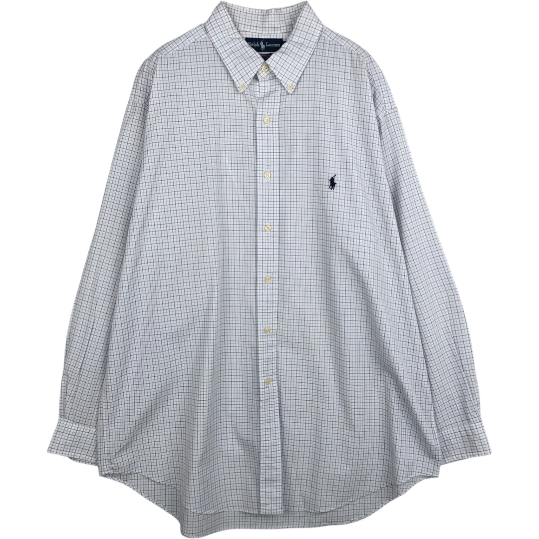Ralph Lauren YARMOUTH Long Sleeve Button Down Check Shirt Men's XL cotton white type Vintage Second Hand