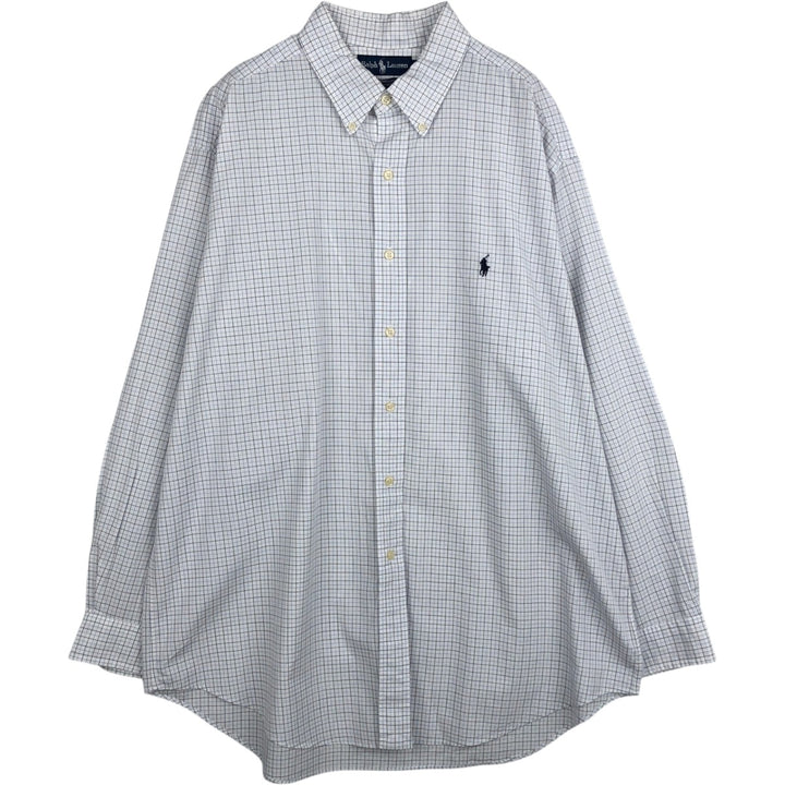 Ralph Lauren YARMOUTH Long Sleeve Button Down Check Shirt Men's XL cotton white type Vintage Second Hand