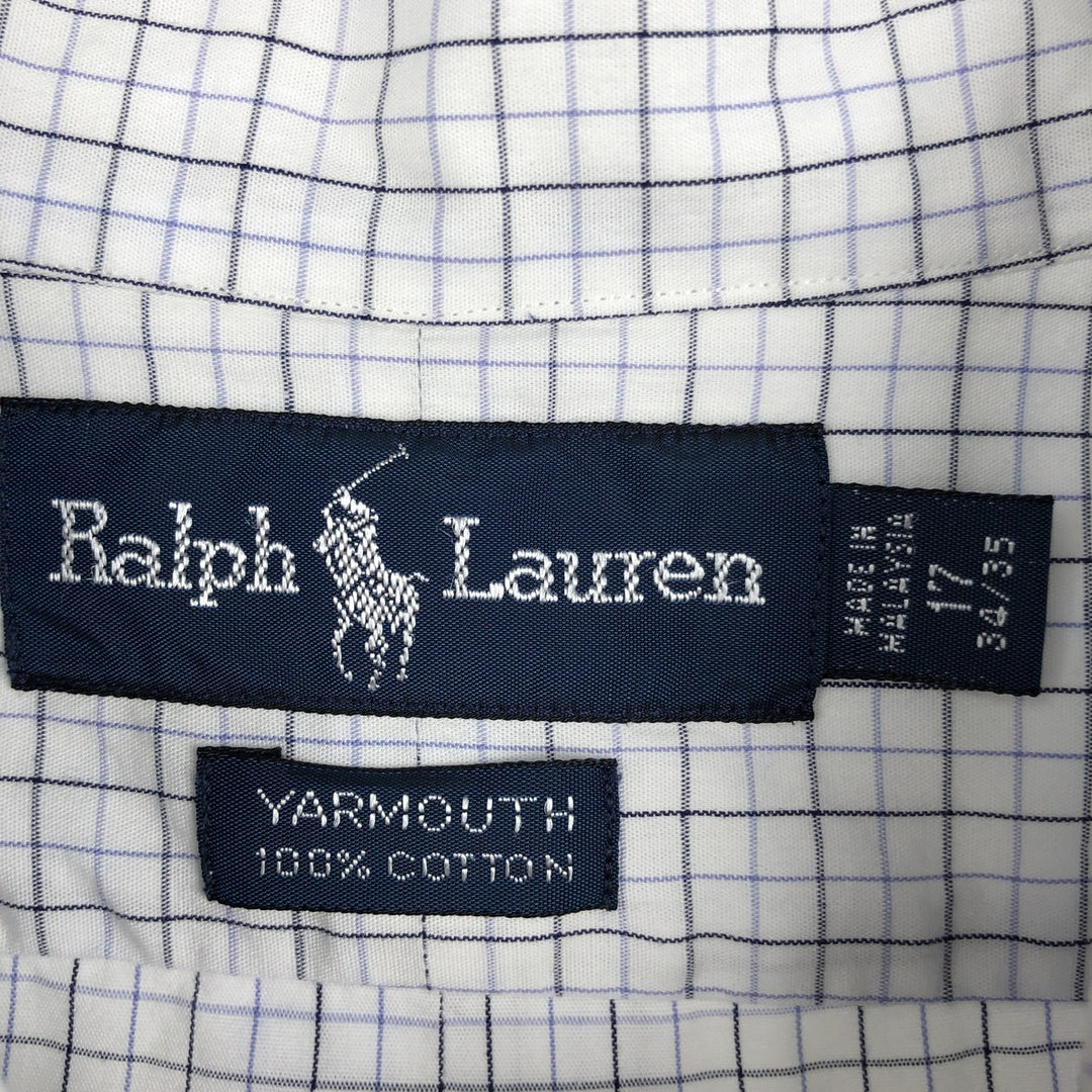 Ralph Lauren YARMOUTH Long Sleeve Button Down Check Shirt Men's XL cotton white type Vintage Second Hand
