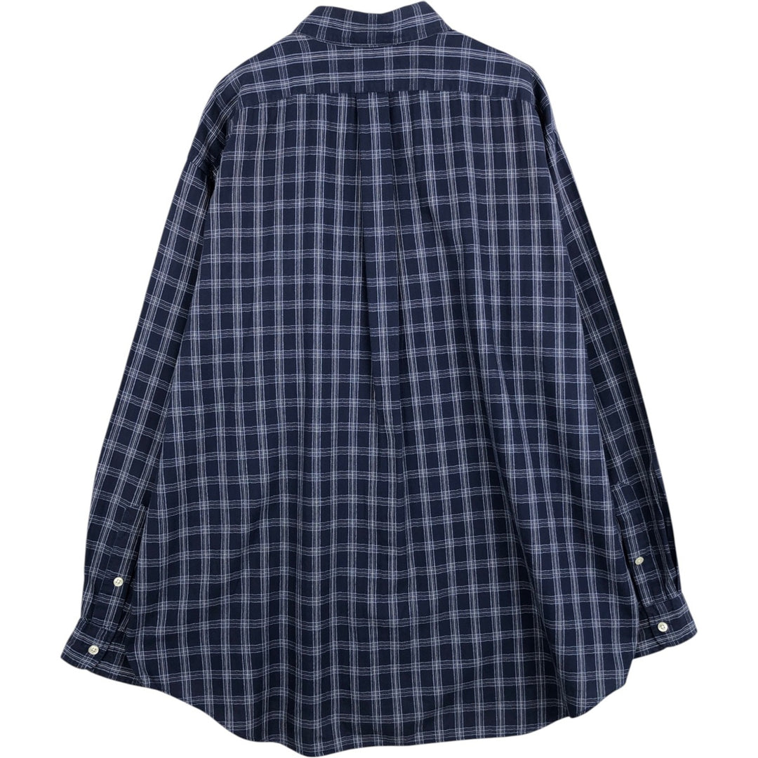 Ralph Lauren BLAKE long sleeve button down check shirt, men's XL size cotton navy blue type Vintage Second Hand