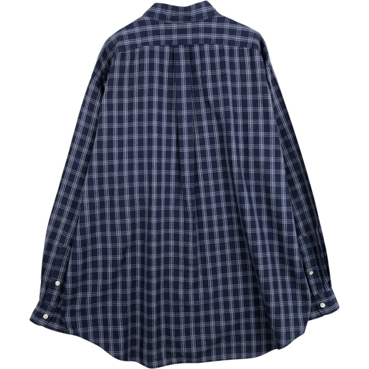 Ralph Lauren BLAKE long sleeve button down check shirt, men's XL size cotton navy blue type Vintage Second Hand