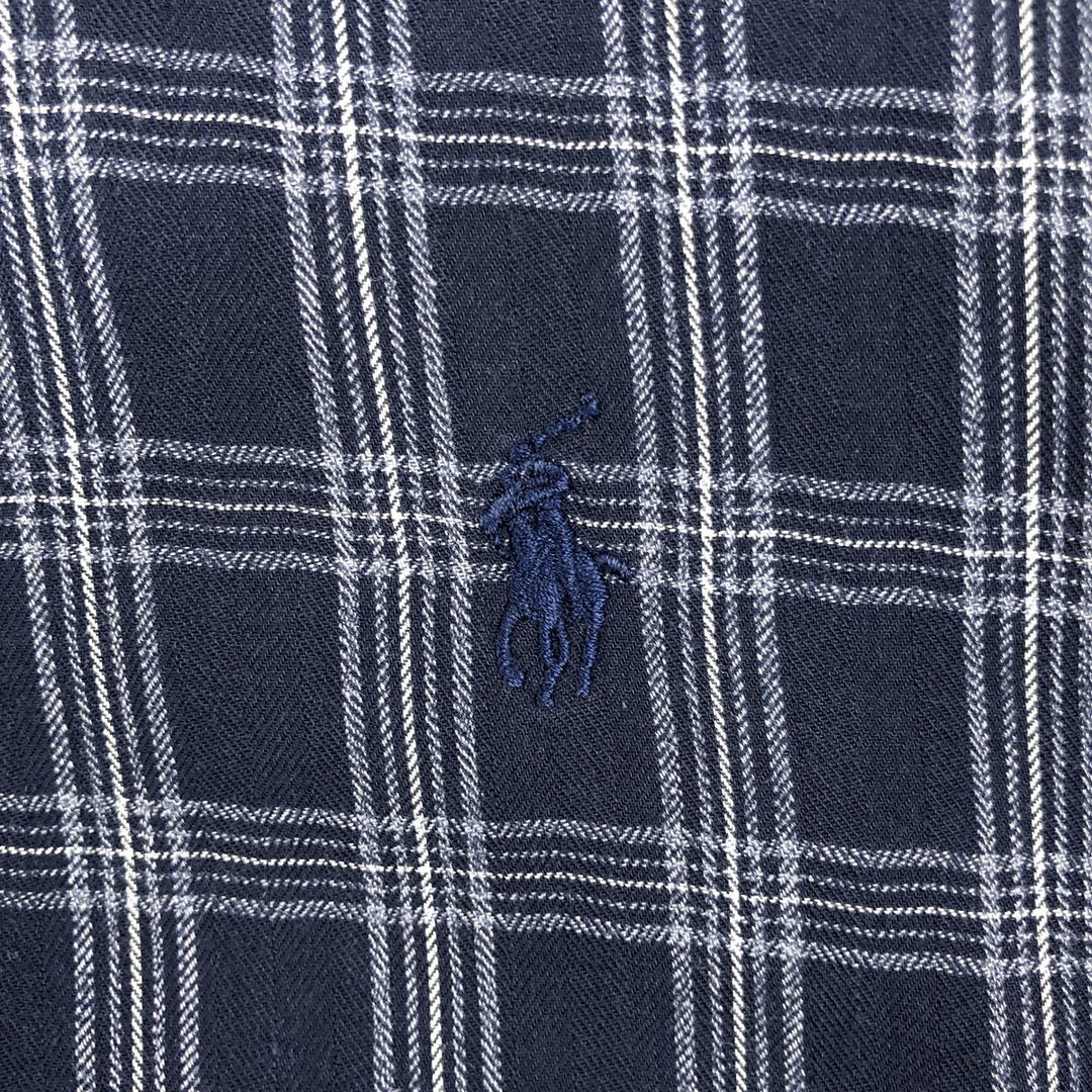 Ralph Lauren BLAKE long sleeve button down check shirt, men's XL size cotton navy blue type Vintage Second Hand