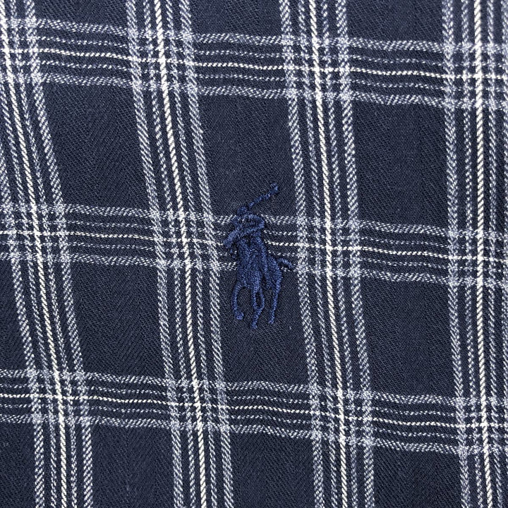 Ralph Lauren BLAKE long sleeve button down check shirt, men's XL size cotton navy blue type Vintage Second Hand