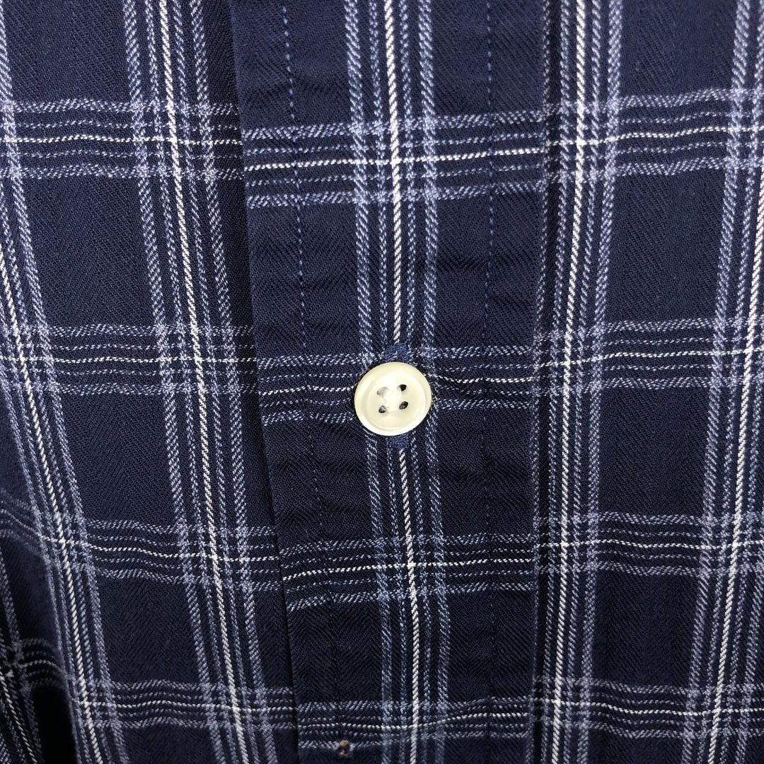 Ralph Lauren BLAKE long sleeve button down check shirt, men's XL size cotton navy blue type Vintage Second Hand