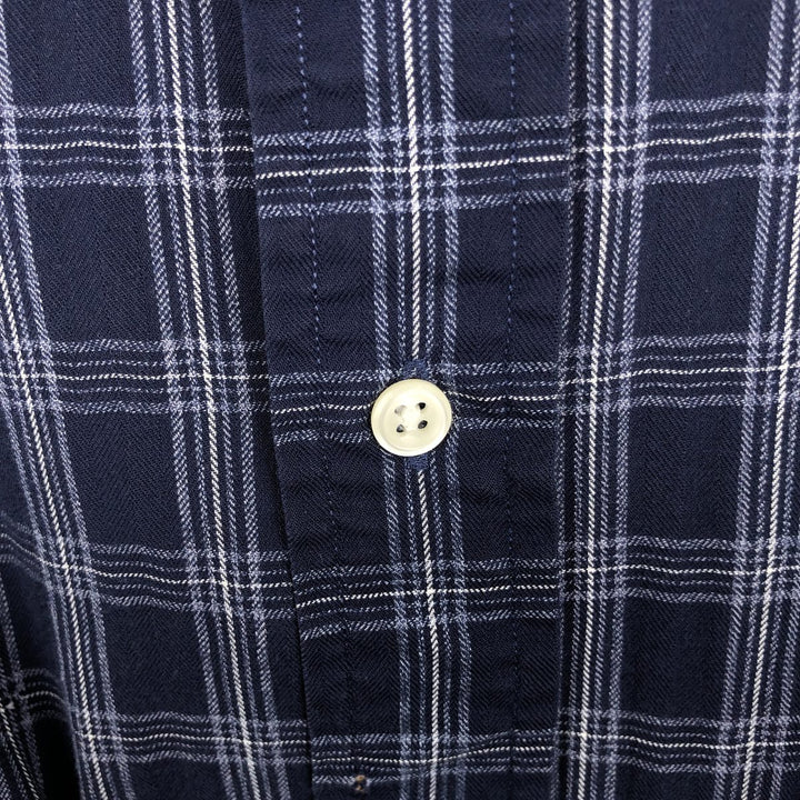 Ralph Lauren BLAKE long sleeve button down check shirt, men's XL size cotton navy blue type Vintage Second Hand