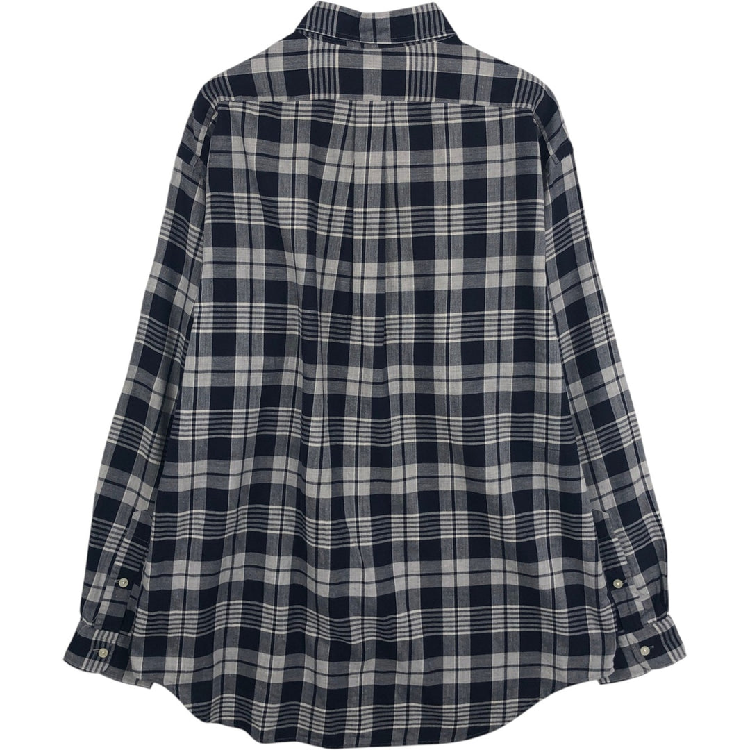 Ralph Lauren Golf Tilden long-sleeved button-down check shirt, men's size L cotton gray type Vintage Second Hand
