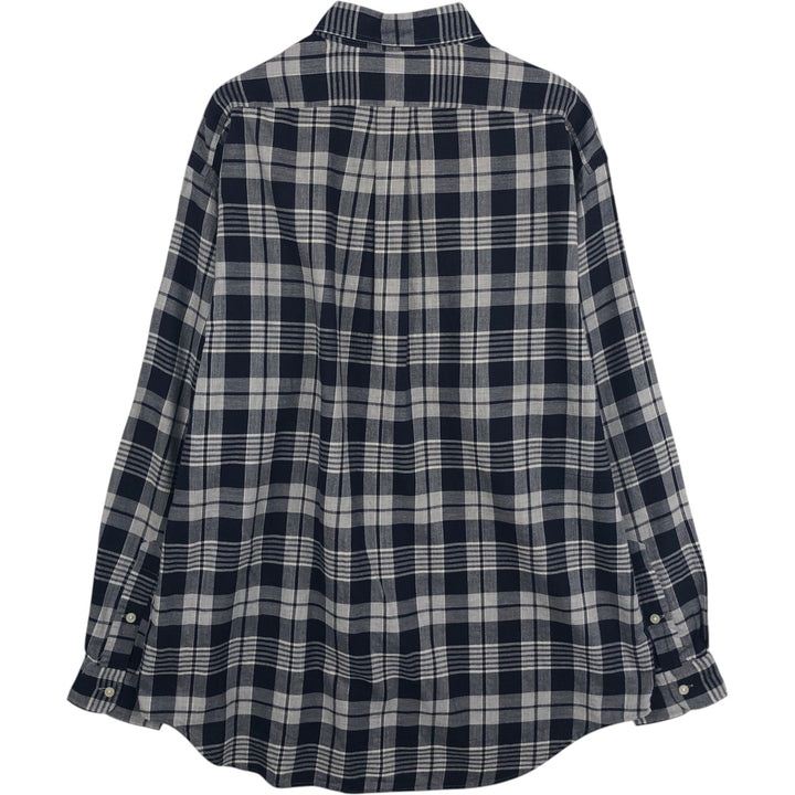 Ralph Lauren Golf Tilden long-sleeved button-down check shirt, men's size L cotton gray type Vintage Second Hand