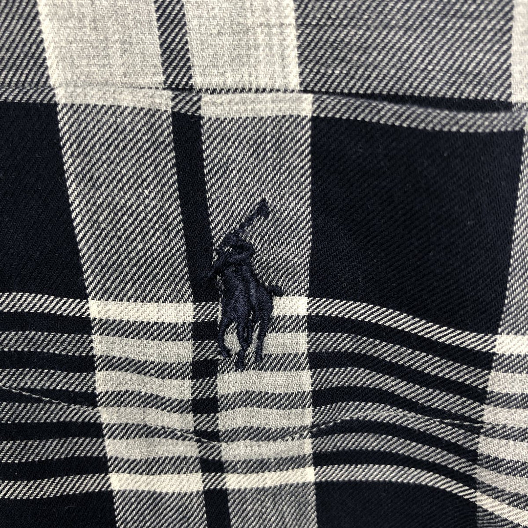 Ralph Lauren Golf Tilden long-sleeved button-down check shirt, men's size L cotton gray type Vintage Second Hand