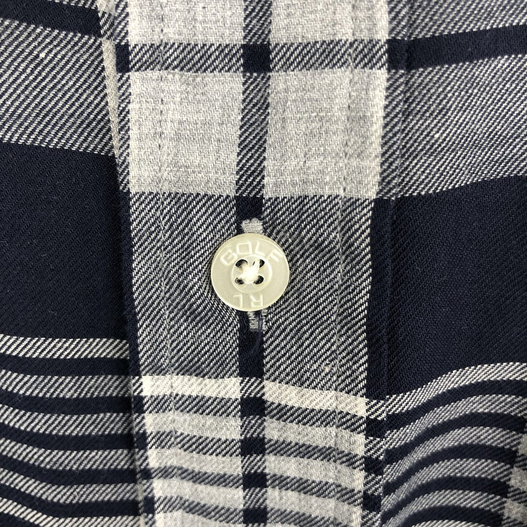 Ralph Lauren Golf Tilden long-sleeved button-down check shirt, men's size L cotton gray type Vintage Second Hand