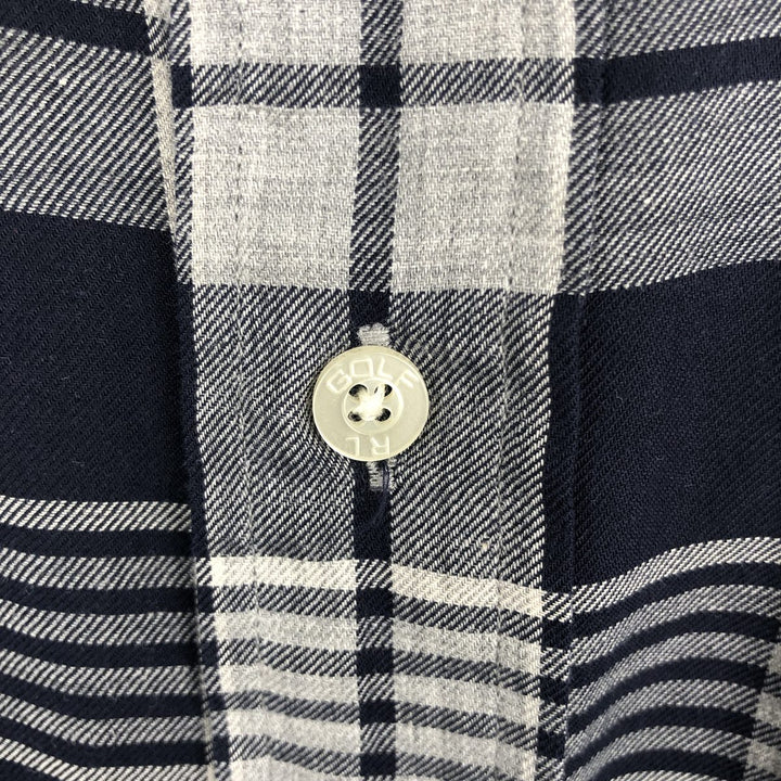 Ralph Lauren Golf Tilden long-sleeved button-down check shirt, men's size L cotton gray type Vintage Second Hand