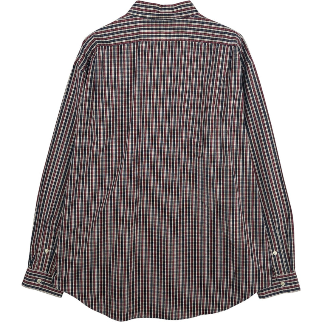 Ralph Lauren MARLOWE Long Sleeve Button-Down Check Shirt, Men's XL cotton navy blue type Vintage Second Hand