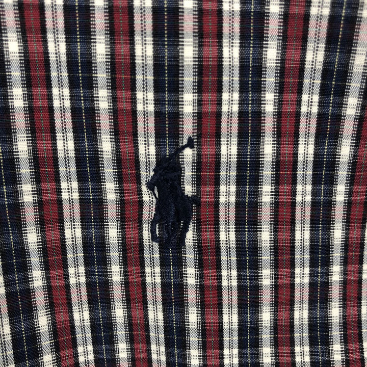 Ralph Lauren MARLOWE Long Sleeve Button-Down Check Shirt, Men's XL cotton navy blue type Vintage Second Hand