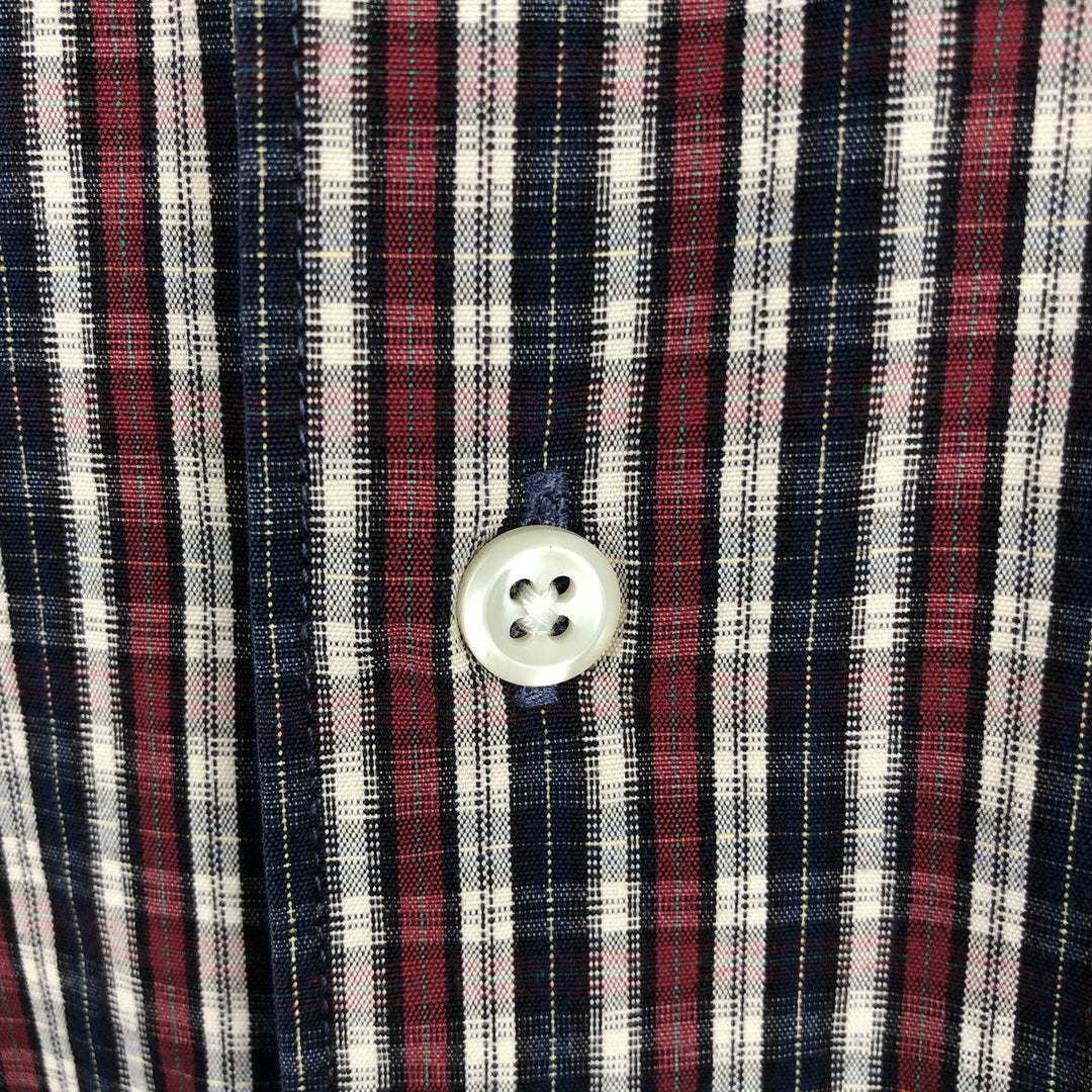 Ralph Lauren MARLOWE Long Sleeve Button-Down Check Shirt, Men's XL cotton navy blue type Vintage Second Hand