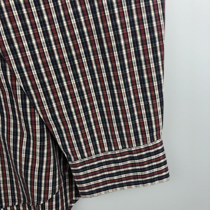 Ralph Lauren MARLOWE Long Sleeve Button-Down Check Shirt, Men's XL cotton navy blue type Vintage Second Hand