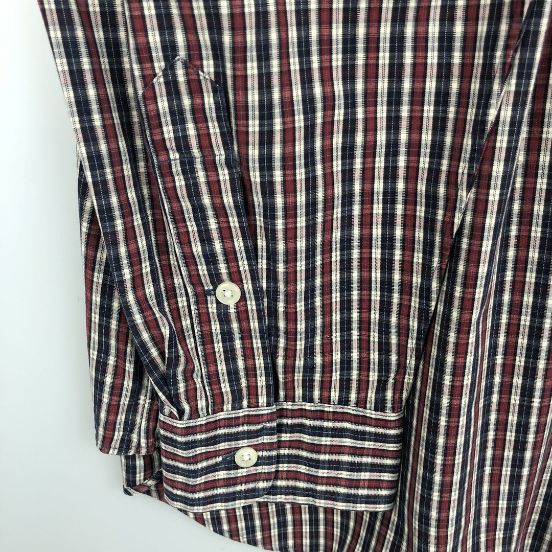 Ralph Lauren MARLOWE Long Sleeve Button-Down Check Shirt, Men's XL cotton navy blue type Vintage Second Hand