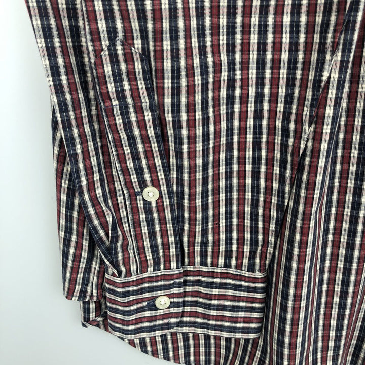 Ralph Lauren MARLOWE Long Sleeve Button-Down Check Shirt, Men's XL cotton navy blue type Vintage Second Hand