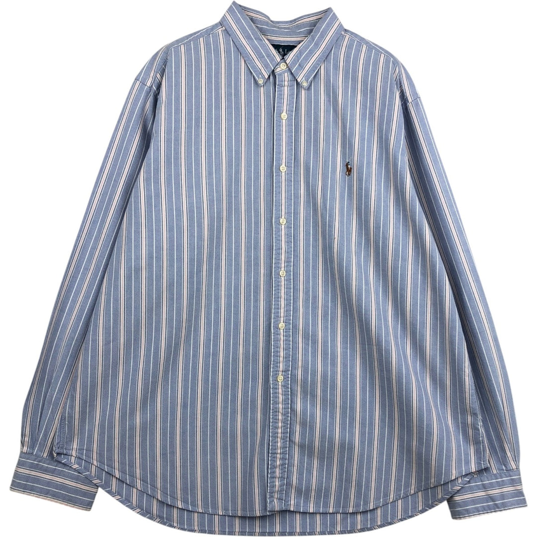 Ralph Lauren Classic Fit Long Sleeve Button Down Striped Shirt Men's XXL cotton Blue type light blue Vintage Second Hand