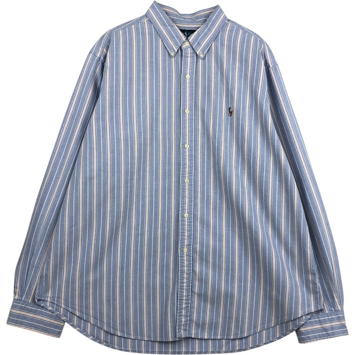 Ralph Lauren Classic Fit Long Sleeve Button Down Striped Shirt Men's XXL cotton Blue type light blue Vintage Second Hand