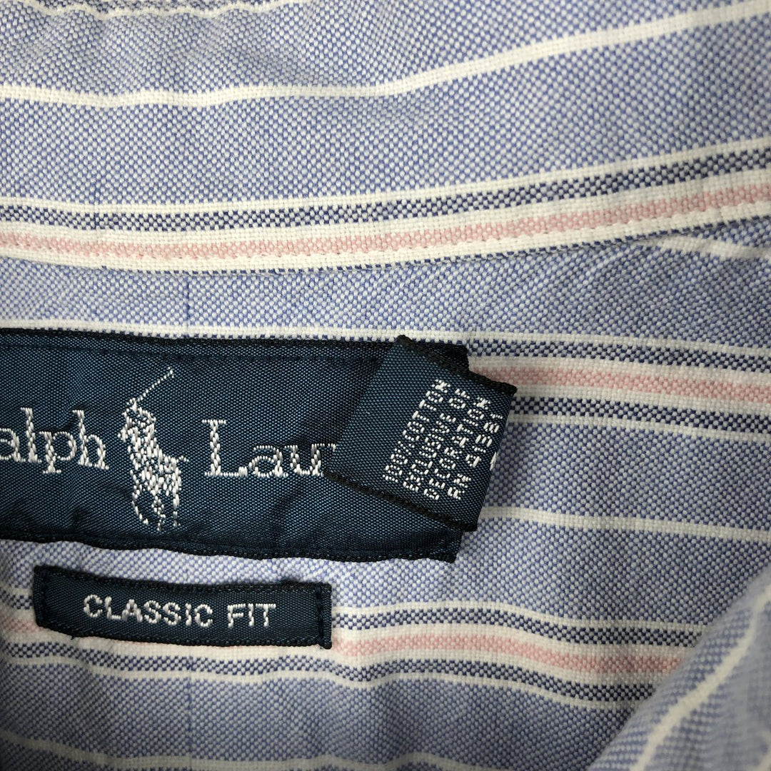 Ralph Lauren Classic Fit Long Sleeve Button Down Striped Shirt Men's XXL cotton Blue type light blue Vintage Second Hand