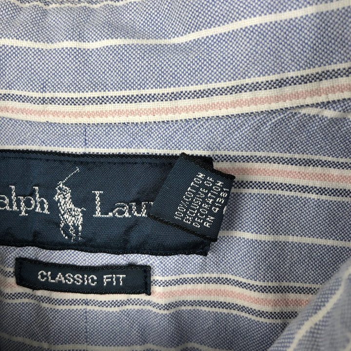 Ralph Lauren Classic Fit Long Sleeve Button Down Striped Shirt Men's XXL cotton Blue type light blue Vintage Second Hand