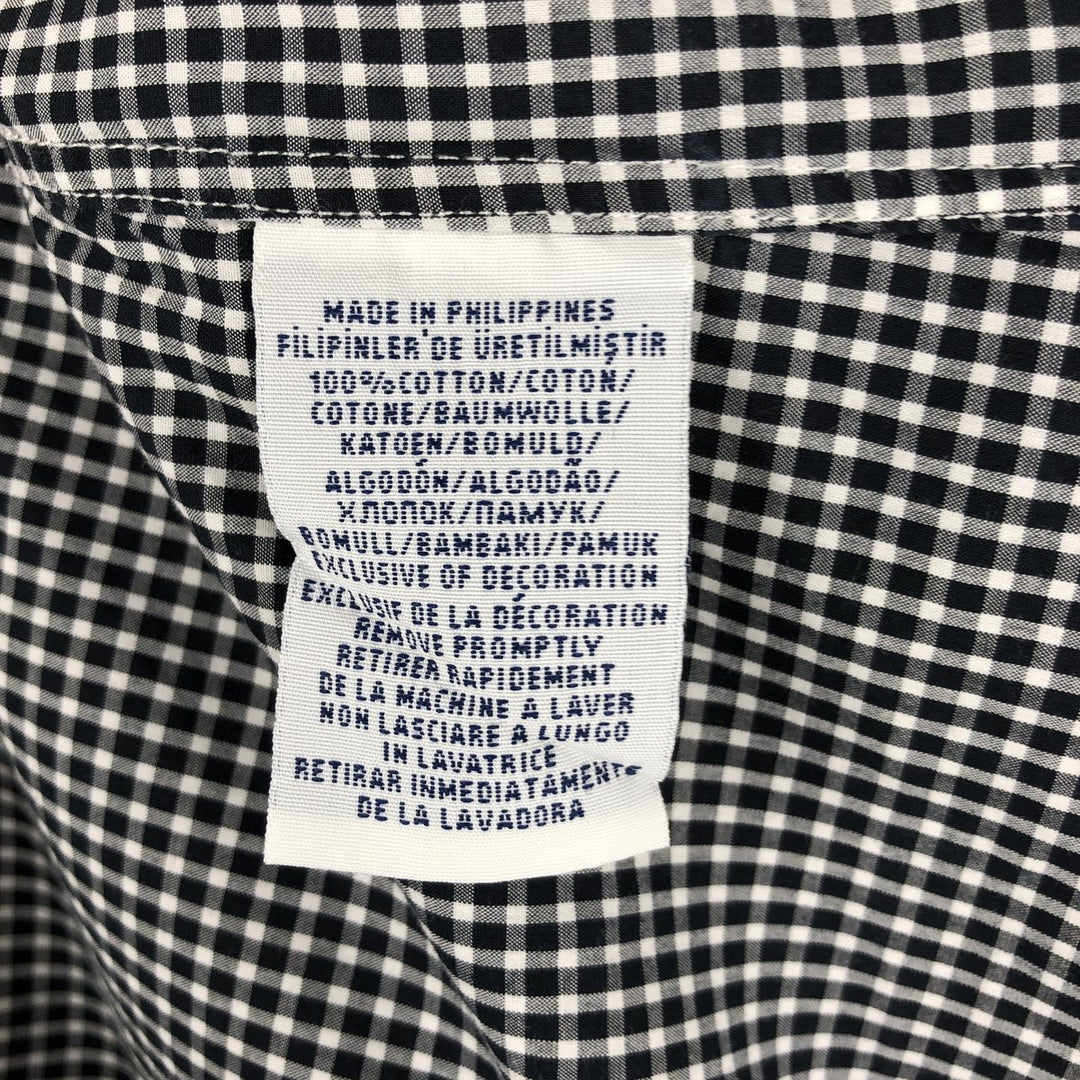 Ralph Lauren Gingham Check Long Sleeve Button-Down Check Shirt, Men's Size L cotton black type Vintage Second Hand