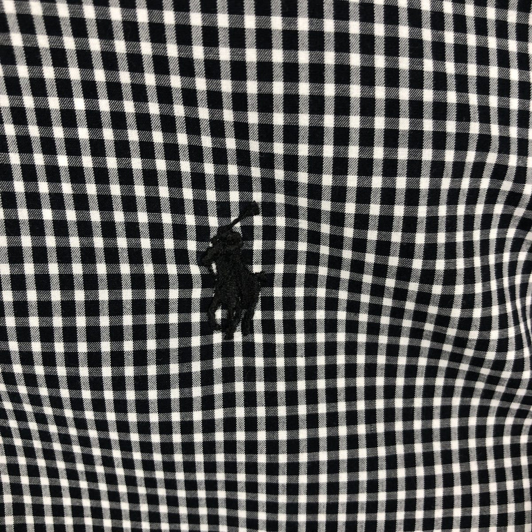 Ralph Lauren Gingham Check Long Sleeve Button-Down Check Shirt, Men's Size L cotton black type Vintage Second Hand
