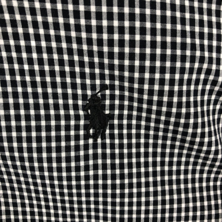 Ralph Lauren Gingham Check Long Sleeve Button-Down Check Shirt, Men's Size L cotton black type Vintage Second Hand