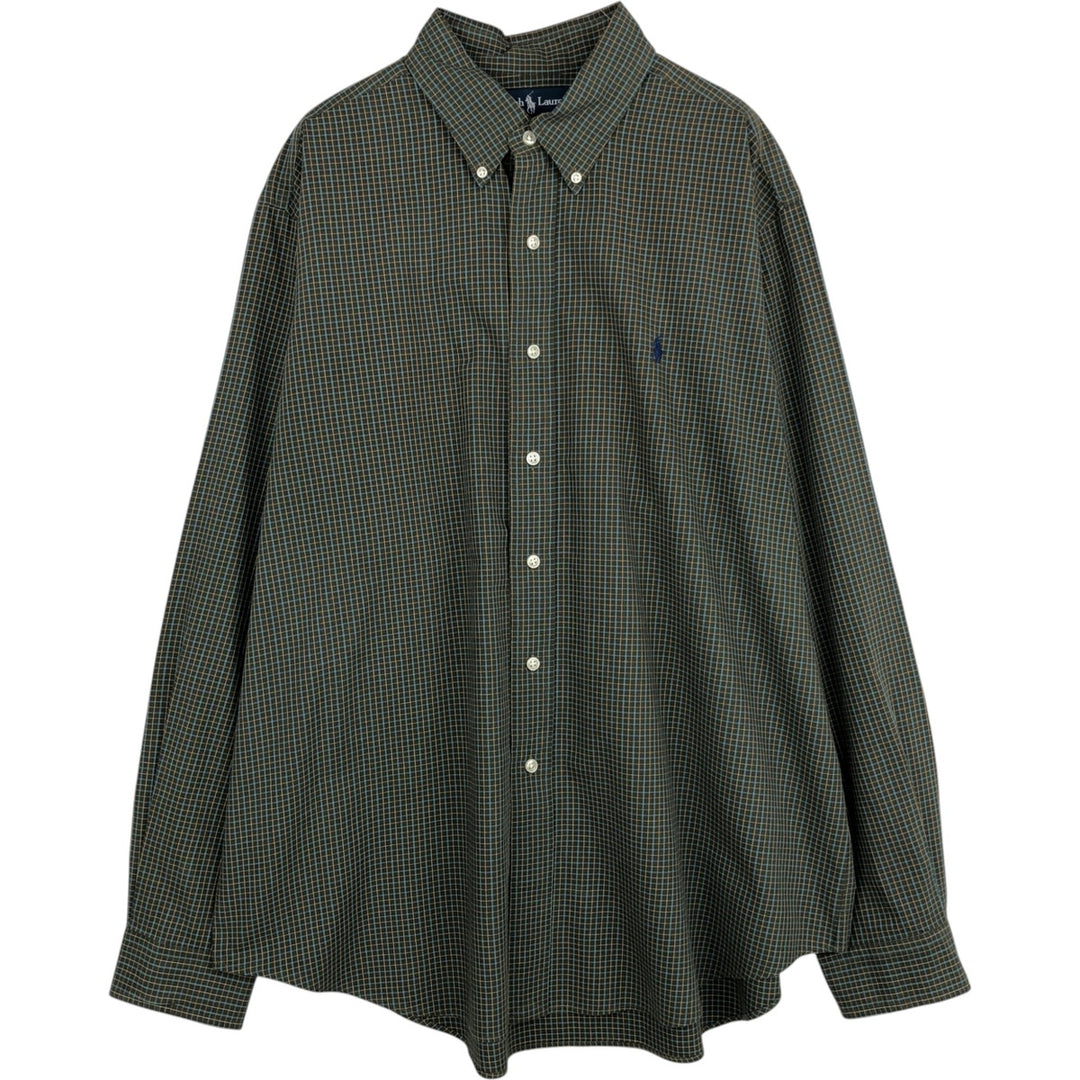 Ralph Lauren Classic Fit Long Sleeve Button Down Check Shirt Men's XL cotton Khaki type Vintage Second Hand