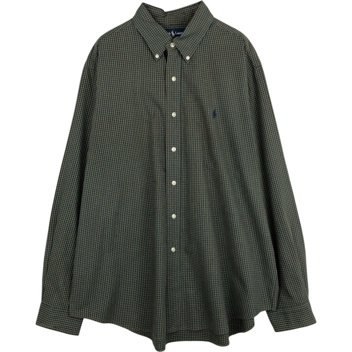 Ralph Lauren Classic Fit Long Sleeve Button Down Check Shirt Men's XL cotton Khaki type Vintage Second Hand