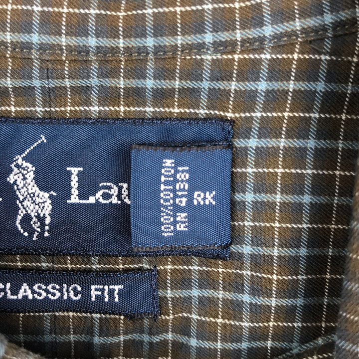 Ralph Lauren Classic Fit Long Sleeve Button Down Check Shirt Men's XL cotton Khaki type Vintage Second Hand