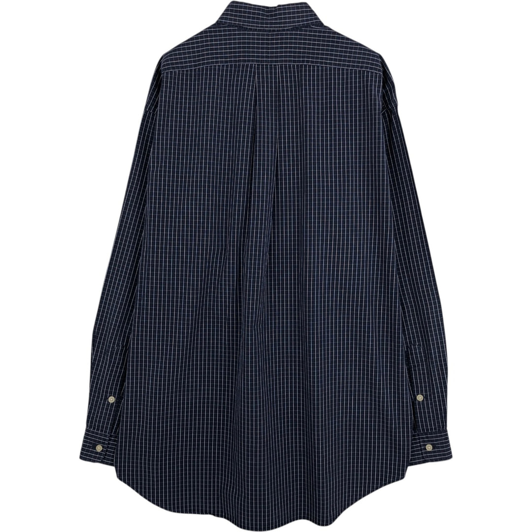 Ralph Lauren Golf Tilden long-sleeved button-down check shirt, men's size L cotton navy blue type Vintage Second Hand