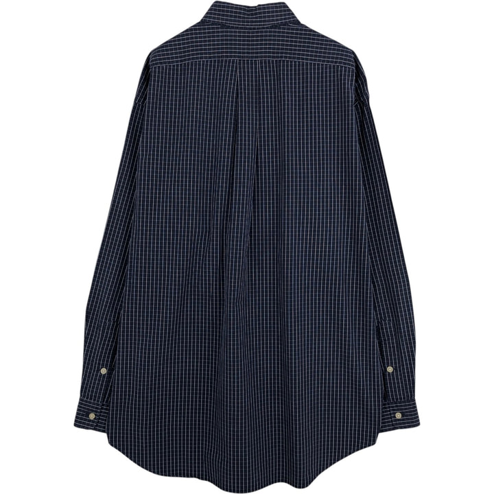Ralph Lauren Golf Tilden long-sleeved button-down check shirt, men's size L cotton navy blue type Vintage Second Hand