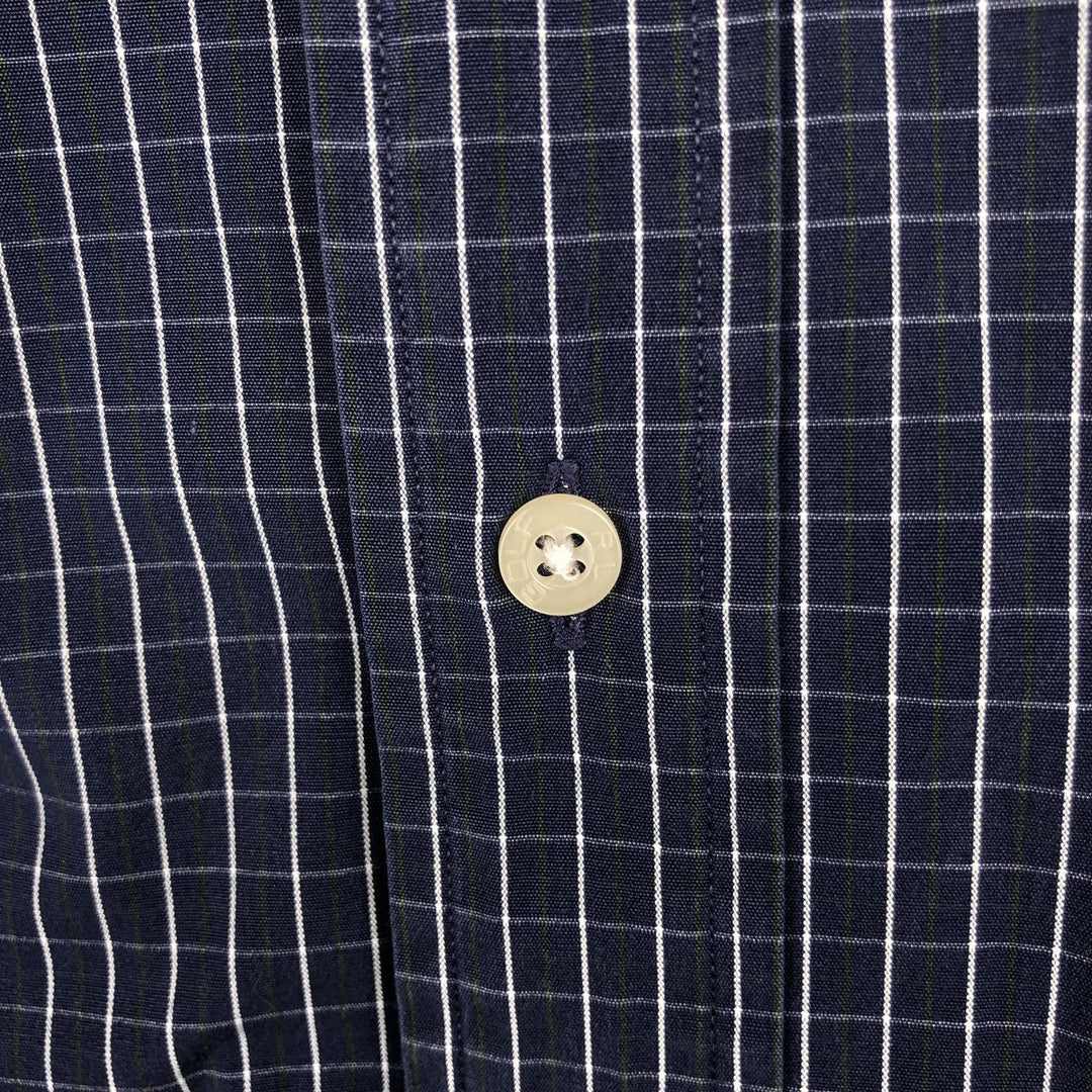 Ralph Lauren Golf Tilden long-sleeved button-down check shirt, men's size L cotton navy blue type Vintage Second Hand