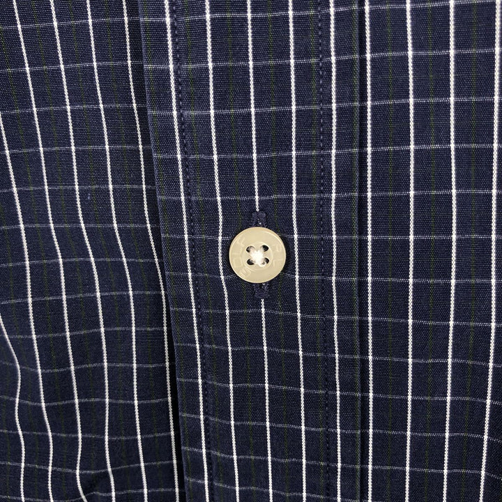Ralph Lauren Golf Tilden long-sleeved button-down check shirt, men's size L cotton navy blue type Vintage Second Hand