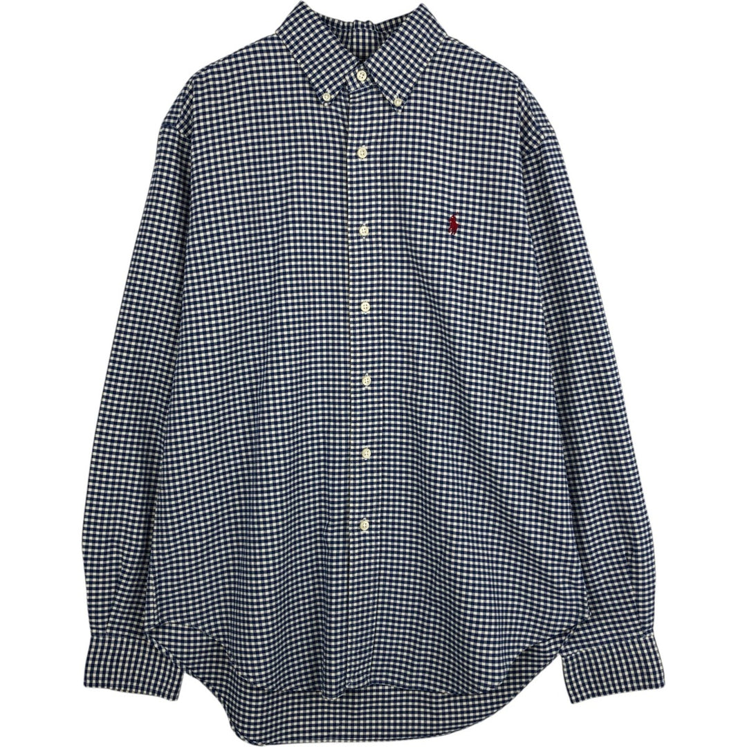 Ralph Lauren Classic Fit Gingham Check Long Sleeve Button Down Check Shirt Men's M cotton white type Vintage Second Hand