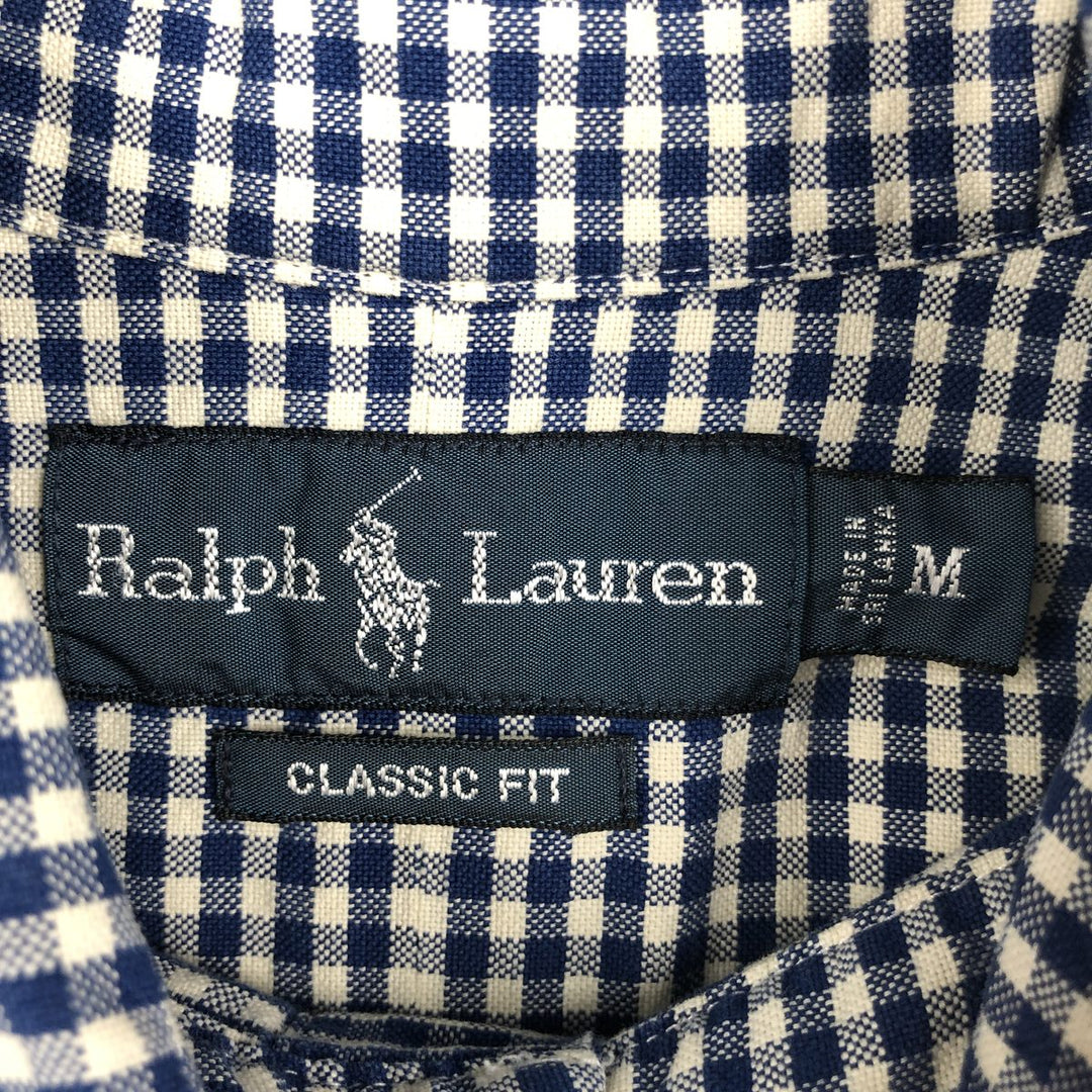 Ralph Lauren Classic Fit Gingham Check Long Sleeve Button Down Check Shirt Men's M cotton white type Vintage Second Hand