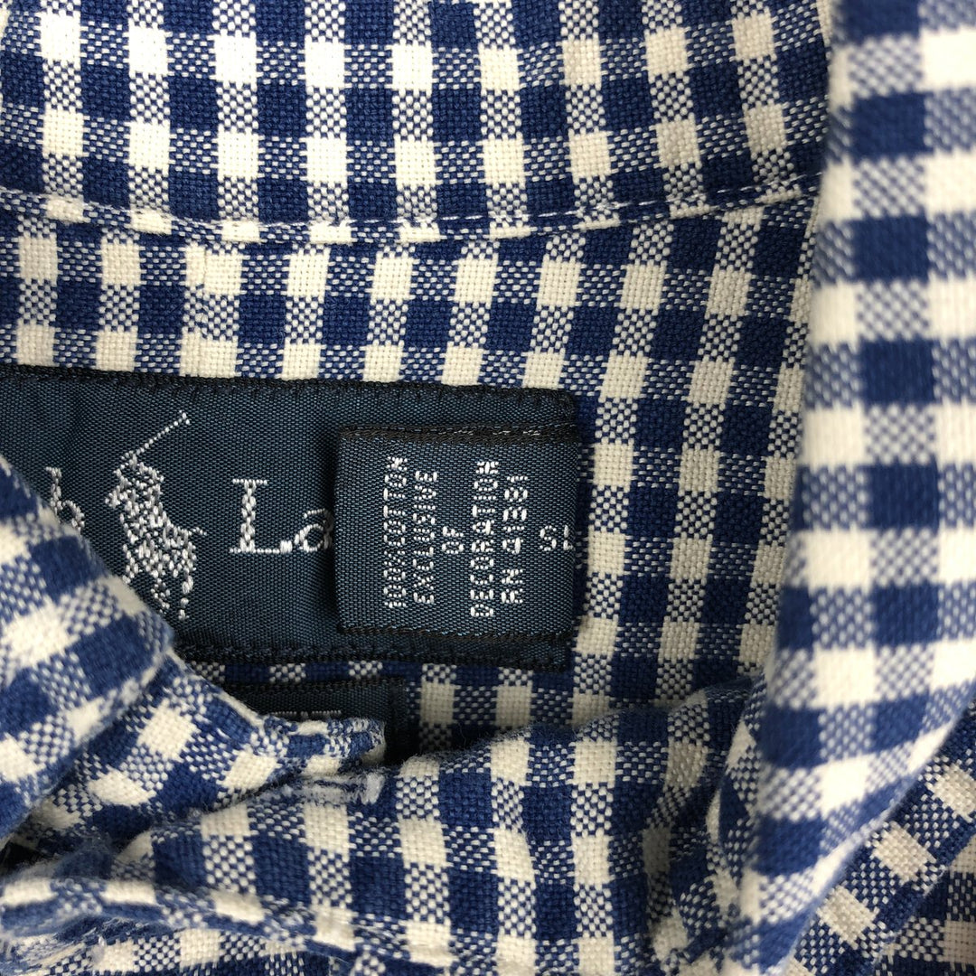 Ralph Lauren Classic Fit Gingham Check Long Sleeve Button Down Check Shirt Men's M cotton white type Vintage Second Hand