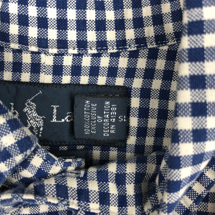 Ralph Lauren Classic Fit Gingham Check Long Sleeve Button Down Check Shirt Men's M cotton white type Vintage Second Hand