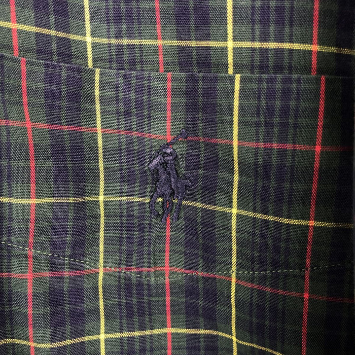 Ralph Lauren BLAIRE long sleeve button down check shirt, men's XL size cotton Green type dark green Vintage Second Hand