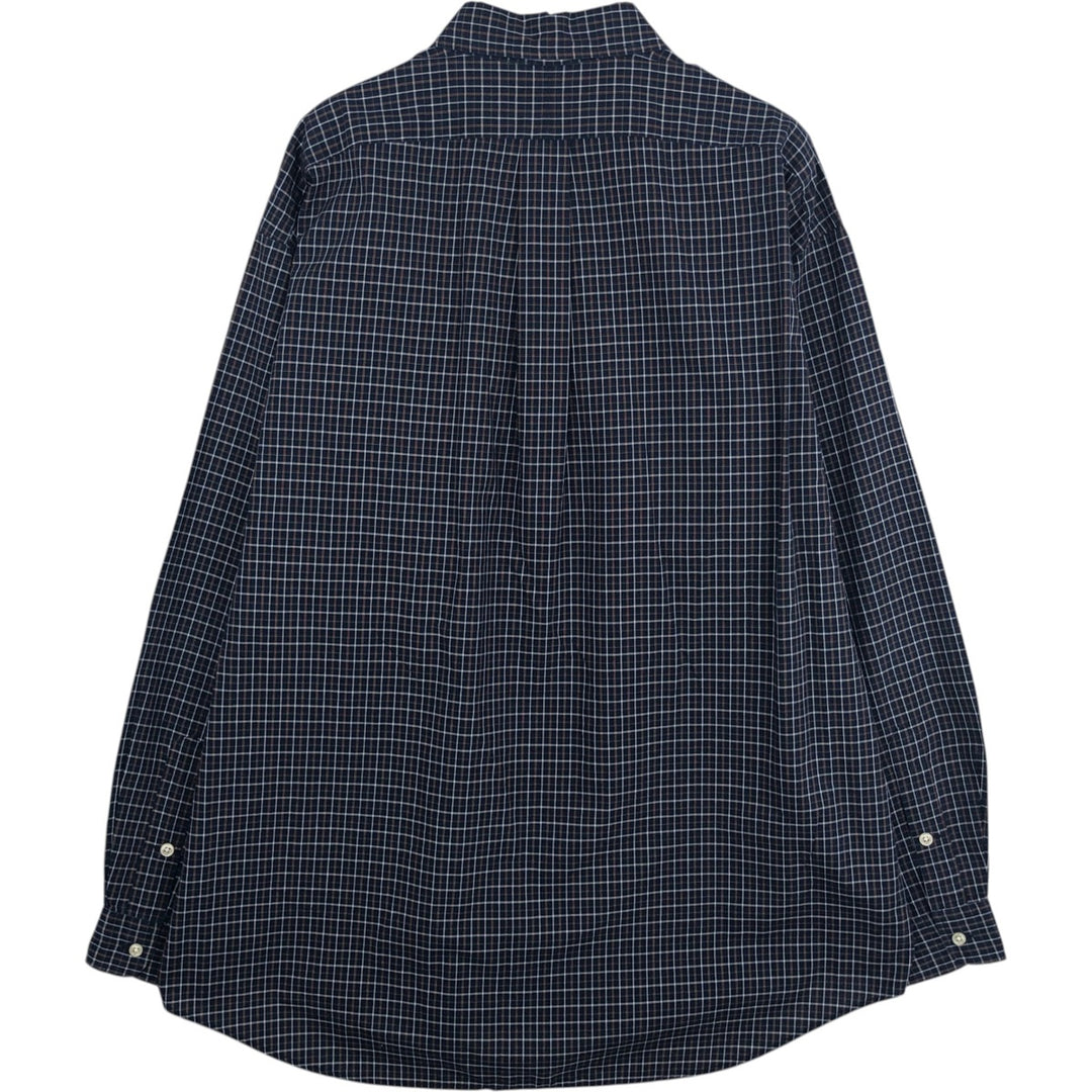 Ralph Lauren BLAKE long sleeve button down check shirt, men's XL size cotton navy blue type Vintage Second Hand
