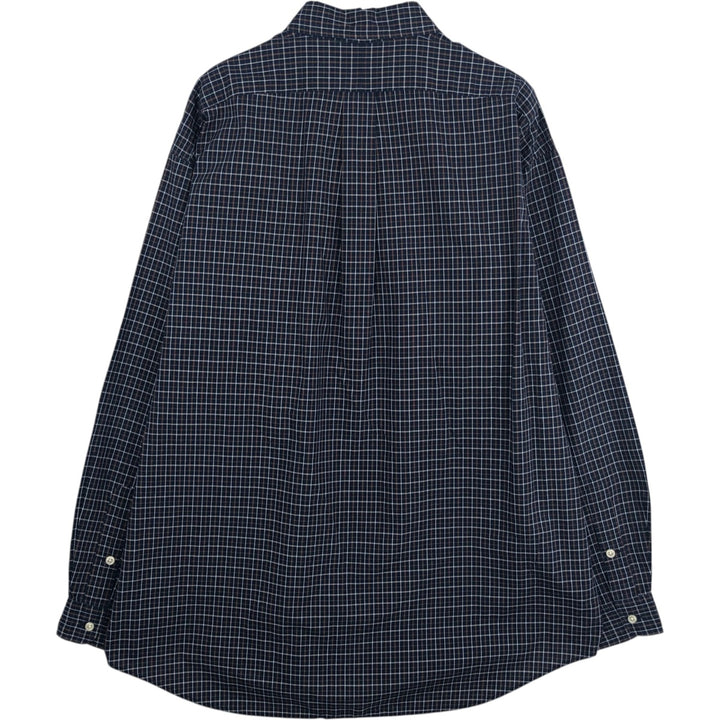 Ralph Lauren BLAKE long sleeve button down check shirt, men's XL size cotton navy blue type Vintage Second Hand