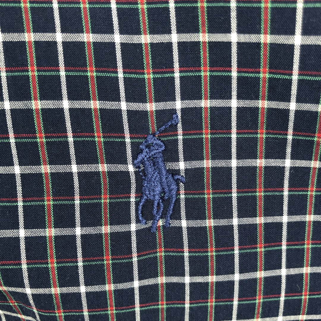 Ralph Lauren BLAKE long sleeve button down check shirt, men's XL size cotton navy blue type Vintage Second Hand