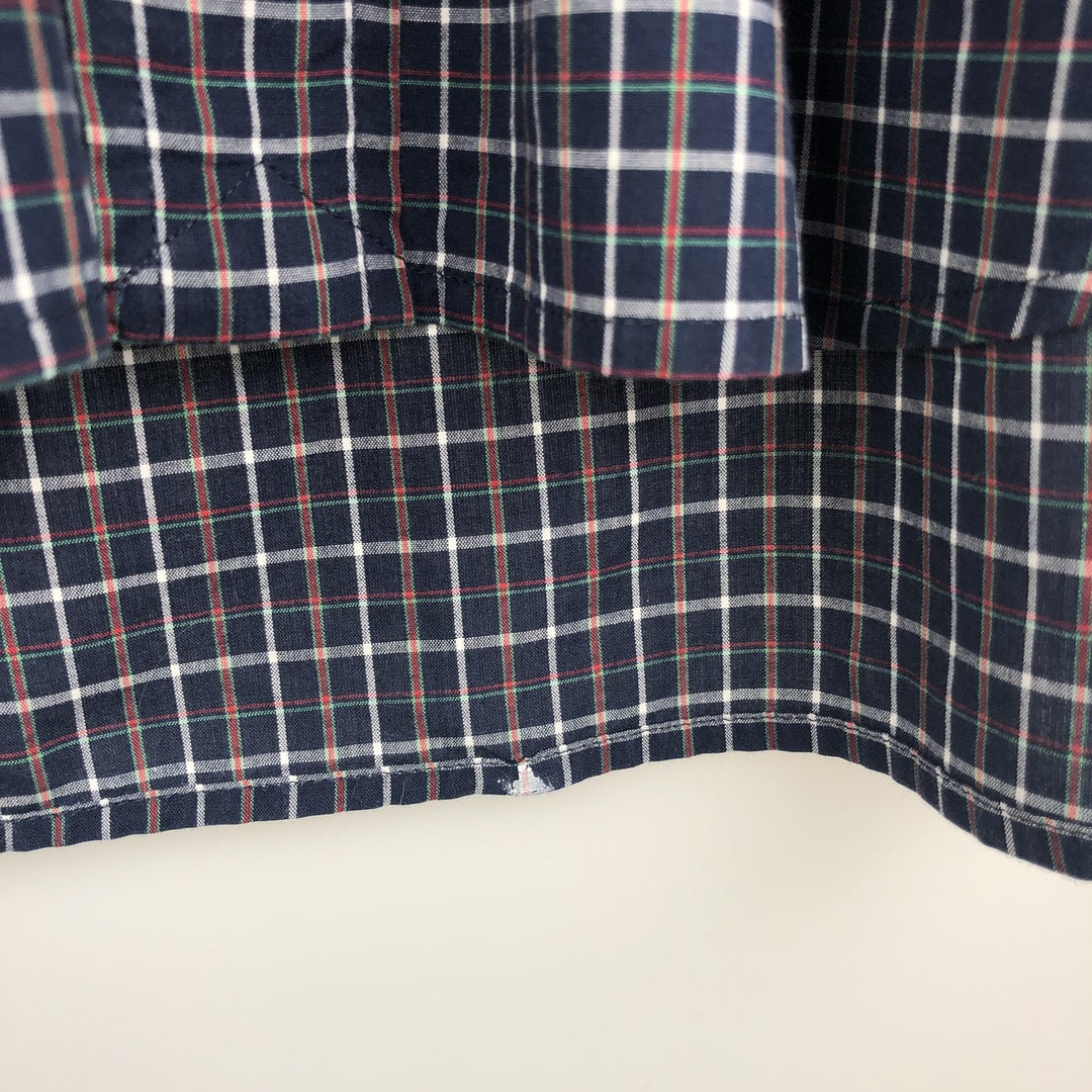 Ralph Lauren BLAKE long sleeve button down check shirt, men's XL size cotton navy blue type Vintage Second Hand