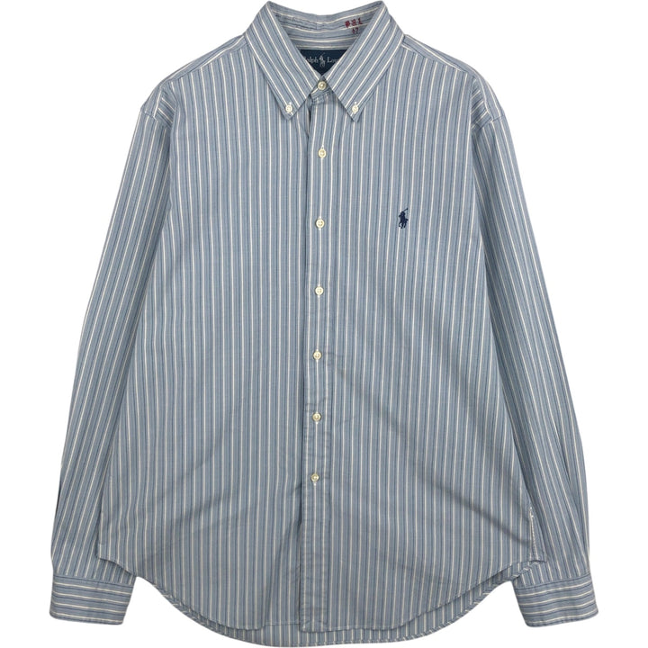 Ralph Lauren Classic Fit Long Sleeve Button Down Striped Shirt, Men's Size L cotton Blue type light blue Vintage Second Hand