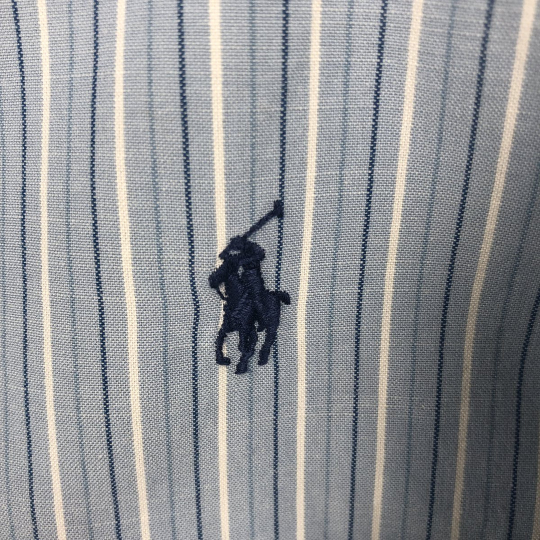 Ralph Lauren Classic Fit Long Sleeve Button Down Striped Shirt, Men's Size L cotton Blue type light blue Vintage Second Hand