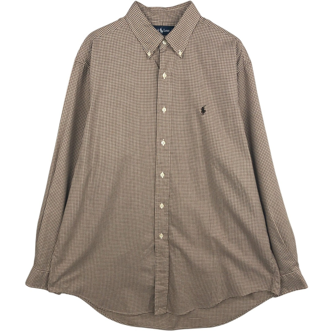 Ralph Lauren YARMOUTH Long Sleeve Button Down Check Shirt Men's XL cotton brown type Vintage Second Hand