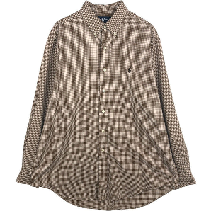 Ralph Lauren YARMOUTH Long Sleeve Button Down Check Shirt Men's XL cotton brown type Vintage Second Hand